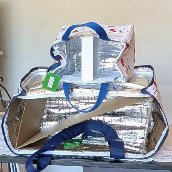 Kate Spade Vintage 🍒 Cherry Dot Lg Cooler, Lunch Tote & Matching Glass Tumbler - Picture 4 of 8